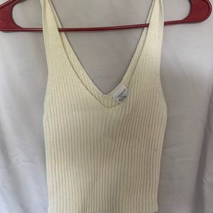 knitted basic white tee v neck